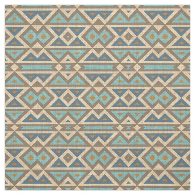 Brown Orange Teal Turquoise Eclectic Ethnic Look Fabric (Swatch)