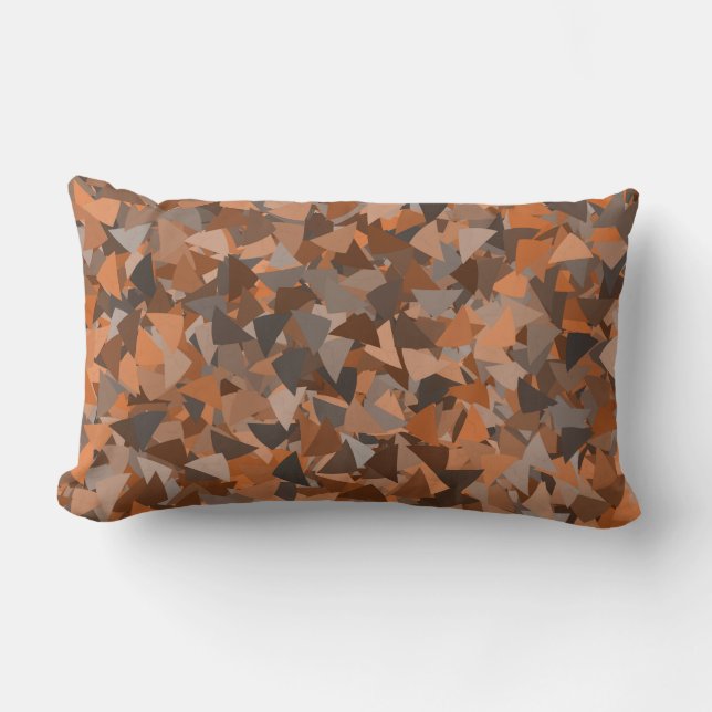 Brown Orange Triangle Pattern Lumbar Cushion (Front)