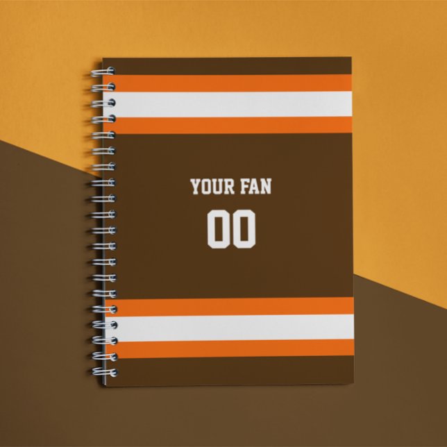 Brown, Orange & White Football Team Personalised Spiral Notebook (Creator Uploaded)