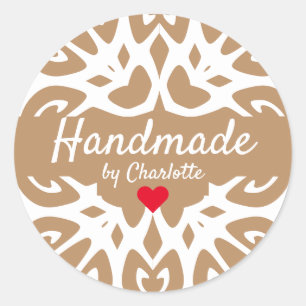 Brown Ornament Handmade by Signature Red Heart Classic Round Sticker