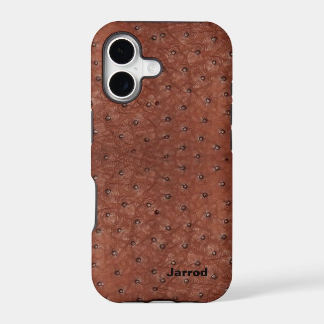 Brown Ostrich Leather Look iPhone 7 Plus Case (Back)