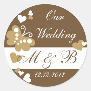 Brown Our Wedding Monogram Sticker