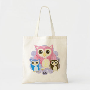 Brown Owl, Blue Owl And Pink Owl Tote Bag