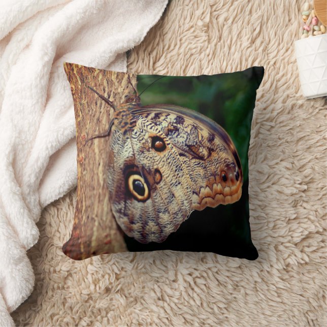 Brown Owl Butterfly Close Up  Cushion (Blanket)