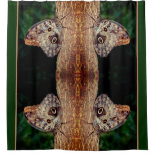 Brown Owl Butterfly Close Up Nature Abstract Shower Curtain
