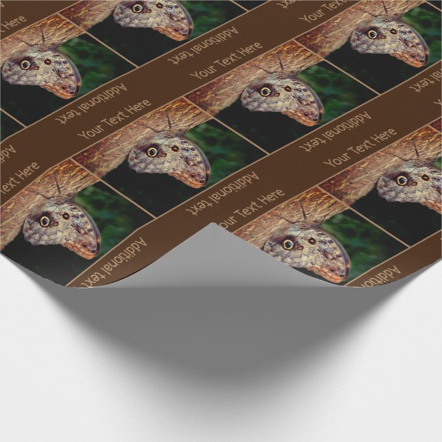 Brown Owl Butterfly Nature Personalised Wrapping Paper (Corner)
