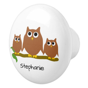 Brown Owl Design Personalised Ceramic Knob