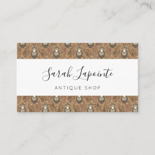 Brown Owl Illustrated Woodland Pattern Business Card
