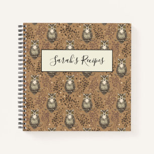 Brown Owl Illustrated Woodland Pattern Notebook