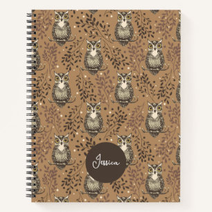 Brown Owl Illustrated Woodland Pattern Notebook