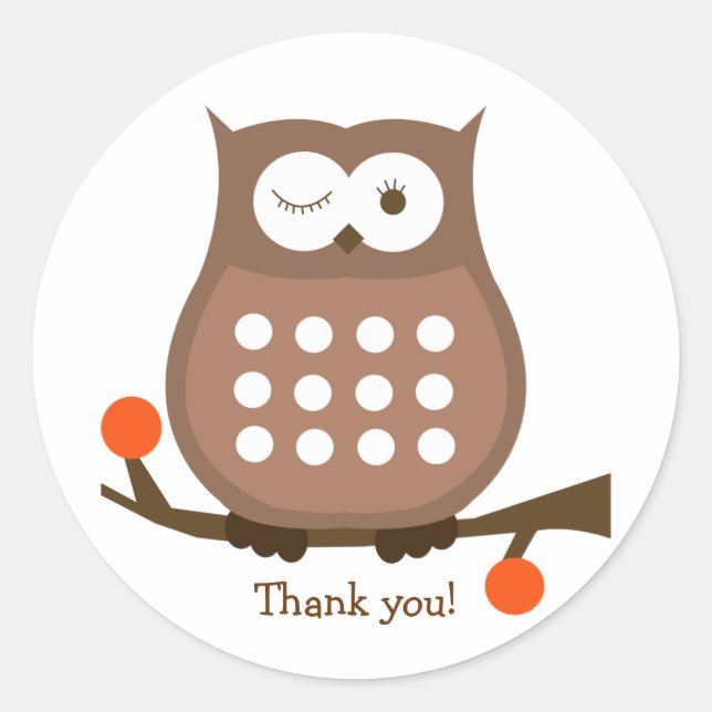BROWN OWL Round Favour Sticker | Envelope Seal (Front)
