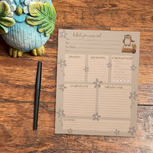 Brown Owl Substitute Report Notepad