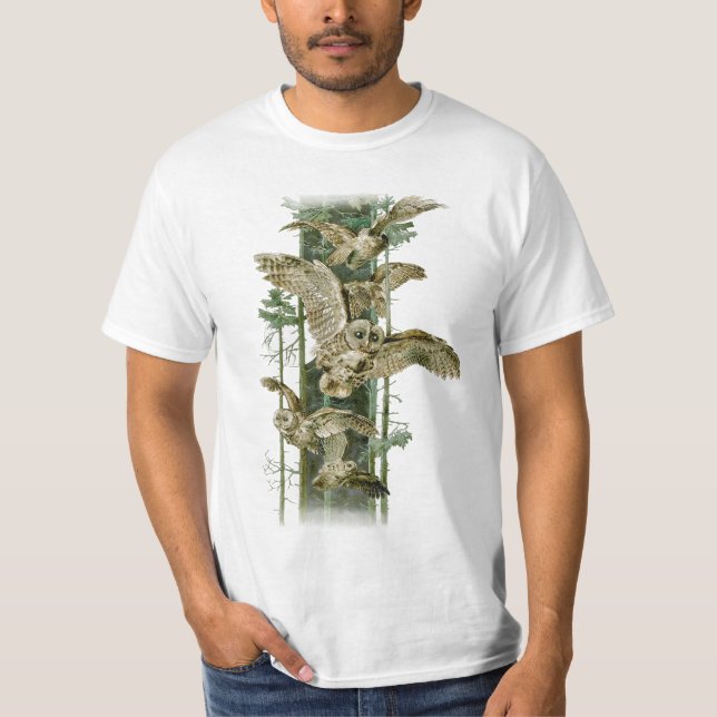 Brown Owls in Flight T-Shirt (Front)
