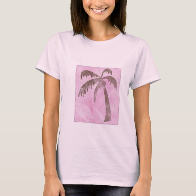 Brown Palm Tree on Pink T-Shirt (Front)