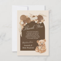 Brown Pampas Grass Teddy Bear Thank You Card