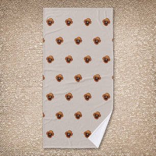 Brown Pansy Flower Seamless Pattern on Bath Towel