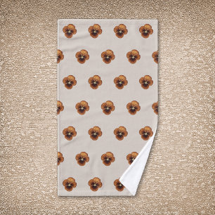 Brown Pansy Flower Seamless Pattern on Hand Towel