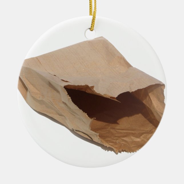 Brown Paper Bag Ceramic Tree Decoration (Front)