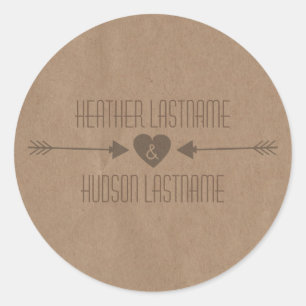Brown Paper Inspired Brown Arrows Wedding Sticker