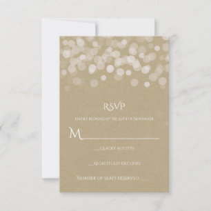 Brown Paper Simple Rustic Wedding RSVP Card