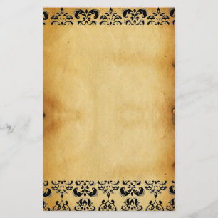 BROWN PARCHMENT DAMASK STATIONERY