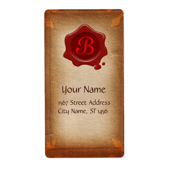 BROWN PARCHMENT , RED WAX SEAL MONOGRAM (Front)