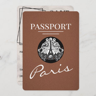 Brown Paris Passport Save The Date