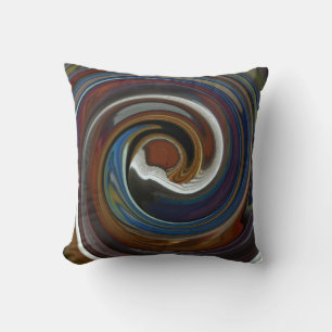 Brown Patchwork Swirl Throw Pillow