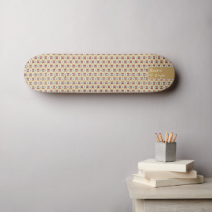 Brown Pattern Mexico Inspired, Small Text Skateboard