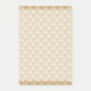 Brown Paw Print Bone Pattern Post-it Notes