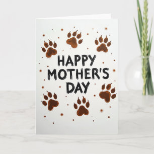 Brown Paw Prints Mothers Day Card