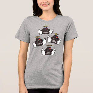 Brown Paws Red Heart Angel Wings 4 Dogs Memorial Tri-Blend Shirt