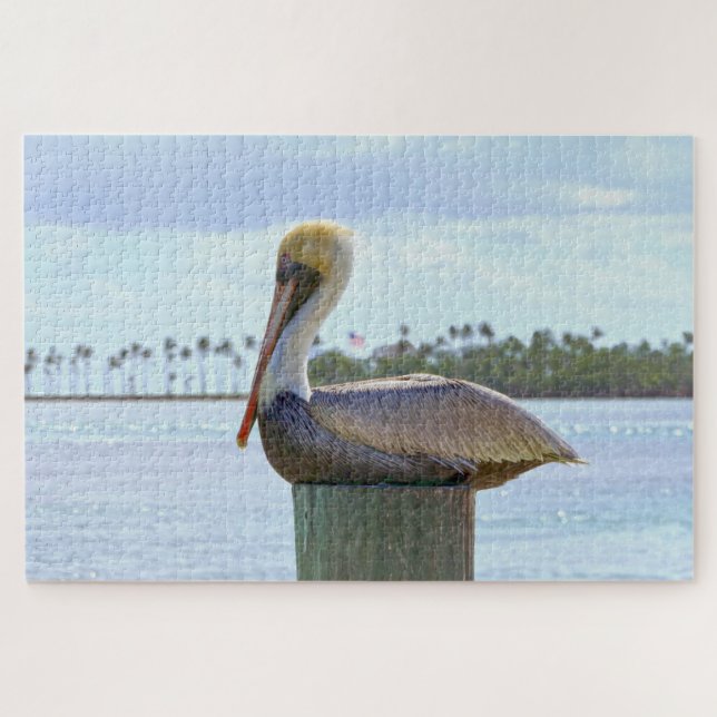 Brown Pelican and Palm Trees Jigsaw Puzzle (Horizontal)