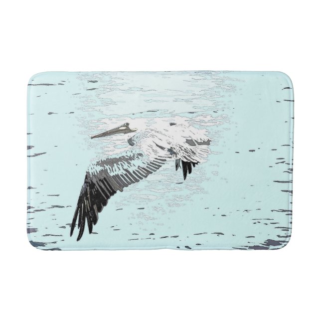 Brown Pelican Bird Wildlife Animal Beach Bath Mat (Front)