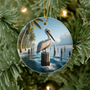 Brown Pelican Keepsake Ceramic Tree Decoration
