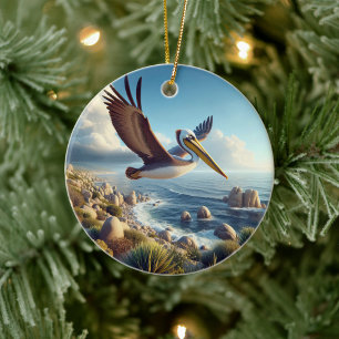 Brown Pelican Keepsake Ceramic Tree Decoration