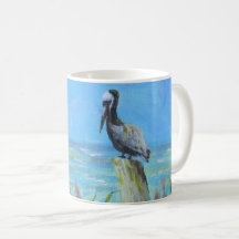 Brown Pelican Takes Time Out Acrylic Bird Painting