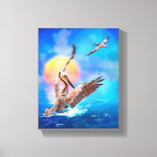 Brown Pelicans SUN KISSED ISLAND Canvas Print