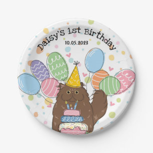 Brown Persian Cat Birthday Party Paper Plates
