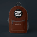 Brown | Personalised Corporate Logo and Text Printed Backpack<br><div class="desc">Classic Chocolate Brown | Personalised Corporate Logo and Text Modern Business Printed Backpack</div>