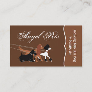 Brown Pet Sitting Dog Walking Walker Business Card