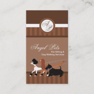Brown Pet Sitting Dog Walking Walker Business Card