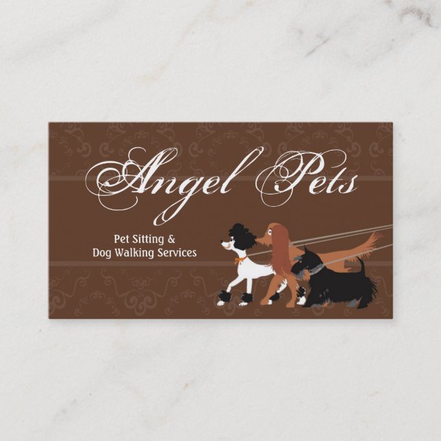 Brown Pet Sitting Dog Walking Walker Business Card (Front)