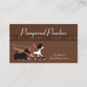 Brown Pet Sitting Dog Walking Walker Business Card