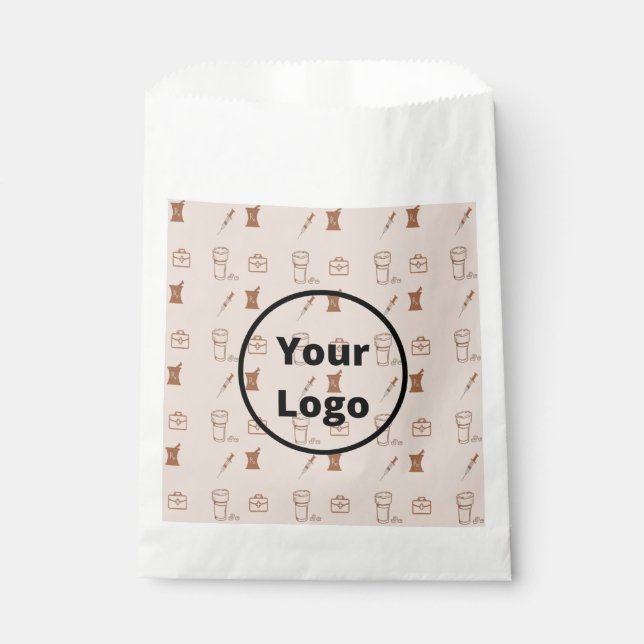 Brown pharmacy business pattern favour bags (Front)