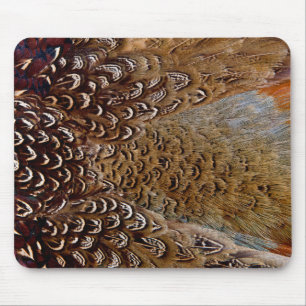 Brown Pheasant Feather Design Mouse Pad