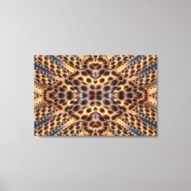 Brown pheasant feather kaleidoscope canvas print (Front)