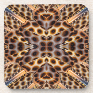 Brown pheasant feather kaleidoscope coaster