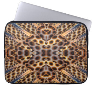 Brown pheasant feather kaleidoscope laptop sleeve