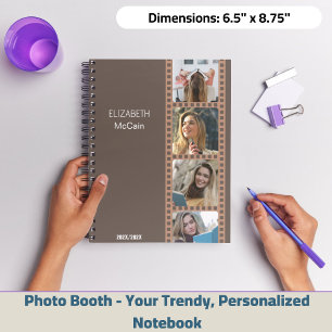 Brown Photo Booth - Trendy Modern Personalised Notebook